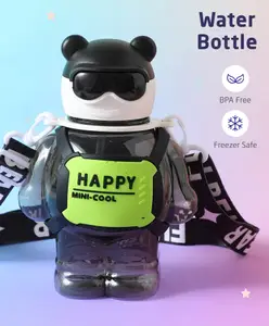 ZOE Bear Shape Sipper Water Bottle|BPA Free|Leak Resistant|Freezer Safe| 800 ml|Perfect for School Kids & Outdoors|Black