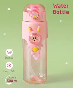 ZOE Leak-Proof & Freezer Safe Sipper Bottle with Astronaut Applique Pink - 600 ml