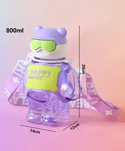 Fab N Funky Bear Shape Leak Proof Sipper Bottle Purple - 800 ml