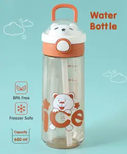 Fab N Funky Bear Theme Leak Proof Sipper Bottle Orange - 650 ml