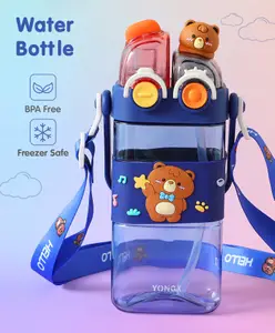 Fab N Funky Bear Print BPA Free Sipper Bottle Blue - 580 ml