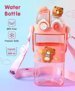 Fab N Funky Bear Print BPA Free Sipper Bottle Pink - 580 ml