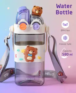 ZOE Bear Print BPA Free Sipper Bottle Lilac - 580 ml