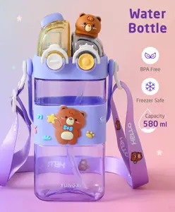 ZOE Bear Print BPA Free Sipper Bottle Purple - 580 ml