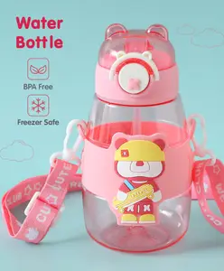 Fab N Funky Bear Print Leak Proof Sipper Bottle Pink - 600 ml