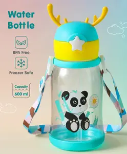 Fab N Funky Panda Print Leak Proof Sipper Bottle Turquoise - 600 ml