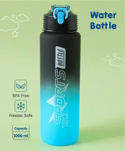 Fab N Funky Leak Proof BPA Free Sports Bottle Black - 1000 ml