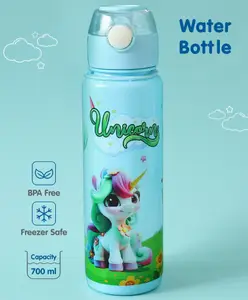 Fab N Funky Sipper Bottle with Unicorn Print Light Green - 700 ml