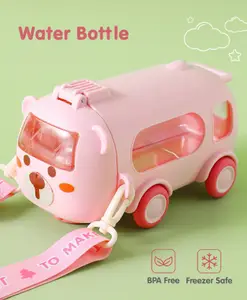 Fab N Funky Dog Design Sipper Water Bottle Pink - 500 ml