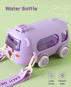 Fab N Funky Dog Design Sipper Water Bottle Purple - 500 ml