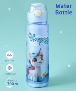 ZOE Leak Proof & Freezer Safe Unicorn Print Sipper Water Bottle Blue - 700 ml