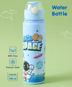 Fab N Funky Sipper Bottle Space Theme Print Light Blue - 700 ml