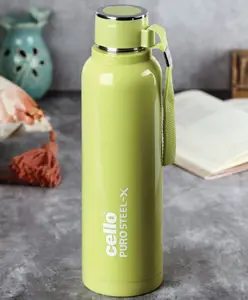 Cello Puro Steel-X Benz Insulated Inner Steel Outer Plastic Water Bottle Green - 650 ml