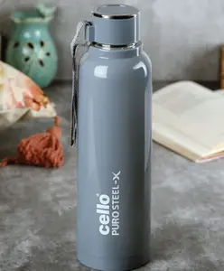 Cello Puro Steel-X Benz Insulated Inner Steel Outer Plastic Water Bottle Grey - 730ml