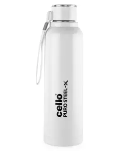 Cello Puro Steel-X Benz Insulated Inner Steel Outer Plastic Water Bottle White - 730ml