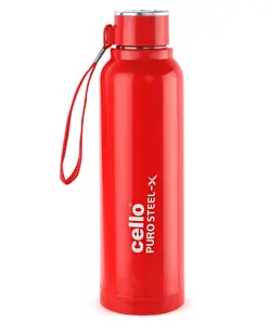 Cello Puro Steel-X Benz Insulated Inner Steel Outer Plastic Water Bottle Red - 730 ml