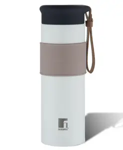 Bergner Walking Thermosteel Hot & Cold Bottle, 450 ml, White