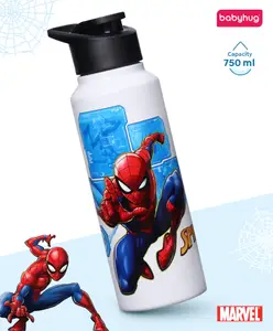 Babyhug Marvel Spiderman Stainless Steel Water Bottle|Leak Resistant|BPA Free|Rust Proof|750ml