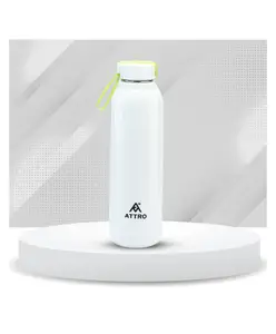 Attro Trends Outer Plastic Inner Stainless Steel Pu Insulated Water Bottle with Nylon Strap BPA Free White - 700 ml