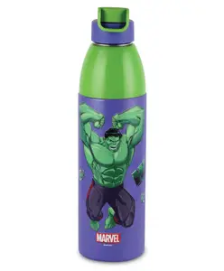 Cello Hulk Smash Print Stainless Steel Water Bottle Outer Plastic Green - 680 ml