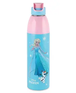 Cello Disney Frozen Print Stainless Steel Water Bottle Outer Plastic Light Blue - 680 ml