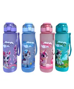 SCHOOLISH 1000ml Unicorn cute water bottle with straw Kids' cartoon drinking water bottle for children - PACK OF 1 - COLOR MAY VARY