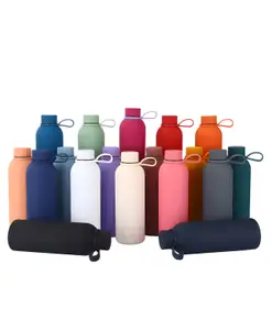 SCHOOLISH 1000ml Stainless Steel Thermos Vacuum Bottles Portable Outdoor Sports Water Bottle With Silicone Handle Coffee Mug Cup - PACK OF 1 -COLOR MAY VARY