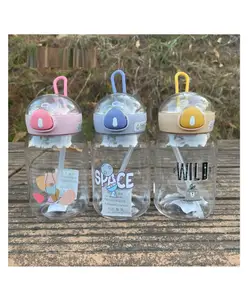 SCHOOLISH New cute plastic cups Korean style small capacity for boy and girl students CUP 1863- PACK OF 1- COLOR MAY VARY - 380 ml