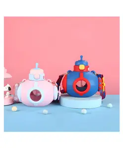 SCHOOLISH MAIMAI Submarine Straw Water Anti-Fall Plastic Cartoon Cute Backpack Portable colorful school water Bottle- PACK OF 1- COLOR MAY VARY - 1000 ml