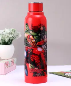 Cello Puro Steel Benz Icon Water Bottle With Marvel Avengers Print Red - 730 ml