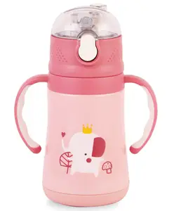 Cello Doodle Stainless Steel Double Walled Vacuum Insulated Flask with Elephant Print Pink - 329 ml