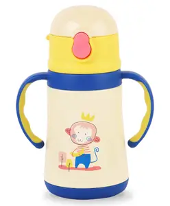 Cello Doodle Stainless Steel Double Walled Vacuum Insulated Flask Monkey Print Yellow - 329 ml