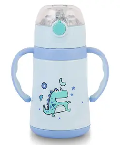 Cello Doodle Stainless Steel Double Walled Vacuum Insulated Flask with Dino Print Blue - 329 ml