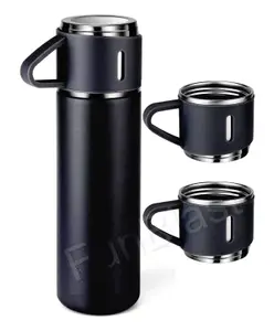 FunBlast Vacuum Insulated Thermos Flask Set with Cups Black