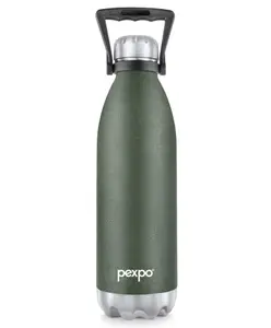 Pexpo Echo ISI Certified |1500ml Water Bottle for Office| Vacuum Insulated Bottles with Handle|24 Hrs Hot & Cold | Thermos Bottle | Flask | Military Green | Home | Office | Kitchen | Men, Women