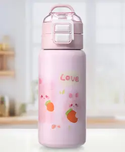 ZOE Stainless Steel Bunny Printed Sipper Water Bottle Pink - 520 ml