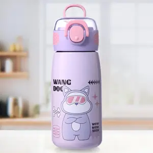ZOE Stainless Steel Insulated Double wall Double wall Water Bottle With Puppy Print Lavender - 470 ml