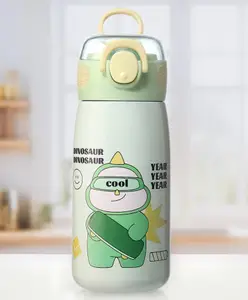 ZOE Stainless Steel Water Bottle With Dino Print Green - 470 ml