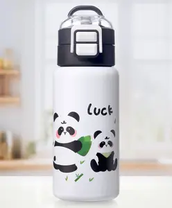 ZOE Stainless Steel Panda Printed Sipper Water Bottle White - 520 ml