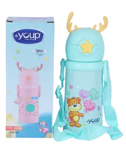 YOUP Stainless Steel Sea Green Color kids Sipper Bottle With Strap STYLE -500 ml
