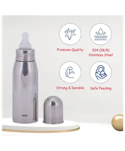 Adore Theo! 2 Stage Stainless Steel Regular Neck Steel Feeding Bottle 300ml