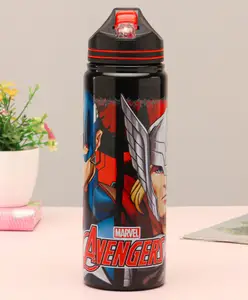 Avengers Stainless Steel Single wall Sipper Bottle With Avengers Print Black & Red - 500 ml