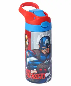 Avengers Printed Stainless Steel Single wall Sipper Bottle Red & Blue - 500 ml