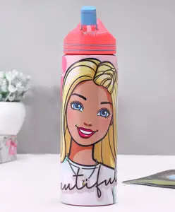 Barbie Printed Stainless Steel Single wall Sipper Bottle Pink - 700 ml
