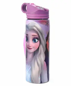 Disney Frozen Printed Stainless Steel Single Wall Sipper Bottle Purple - 700 ml