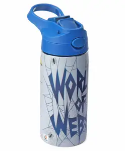 Spider Man Printed Stainless Steel Single Wall Sipper Bottle Blue - 500 ml