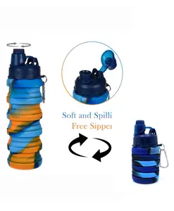 Sanjary Collapsible Folding Drink Bottle 500ml take to school ride hiking camping make your dring easy color design may vary