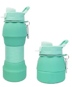 Sanjary Portable Foldable Silicone Water Bottle 600ml, Easy To Store, Outdoor Sports, Spring And Summer Sports color design may vary