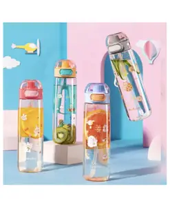 Sanjary 620ml BPA Free anti leak lock Bottle for Kids, Cute Animal Design color design may vary