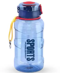 Sanjary 750ml Bottle Stylish & Functional comes with flip top lid & Straw Easy to Carry with Hand Strap color design may vary